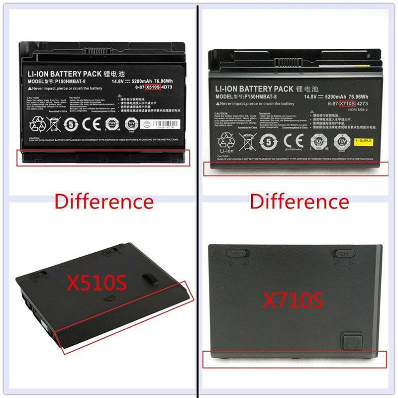 thumbnail image 2 of Genuine CLEVO 6-87-X510S-4D72 / P150HMBAT-8 Battery For Clevo P150SM, Sager NP8278 - 14.8V 5200mAh 2 of 4